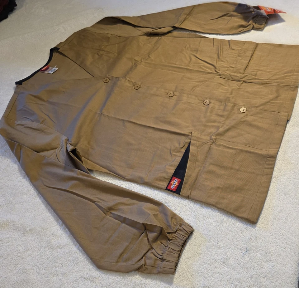 Dickies Medical Uniforms Women's Button Front Top Long Sleeve Medium Beige NWT - Image 2 of 4