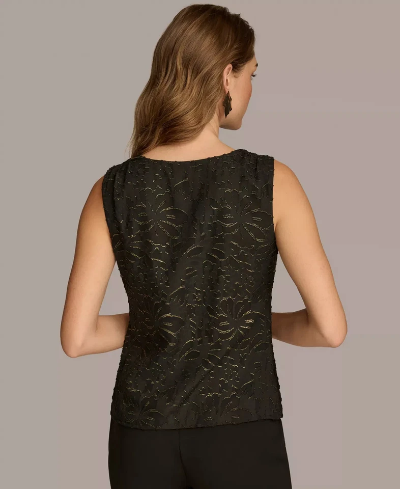 Top para mujer Donna Karan New York talla XL metálico floral envolvente sintético Foto 2 de 4