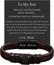 To My Son Gift for Son Bracelet Love from Mom, Dad Forever Birthday, Graduation