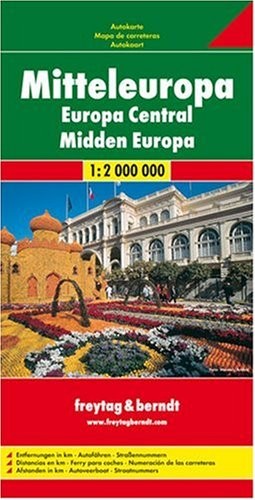 Central Europe Road Map (English, French, Italian and German Edition)
