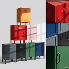 Retro Industrial Metal Locker Storage Bedside Cabinet Side Table Cupboard