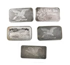 Lot 5 VINTAGE 1 Oz Silver Bars/Rounds Art Bars Collection Poured .999 *330