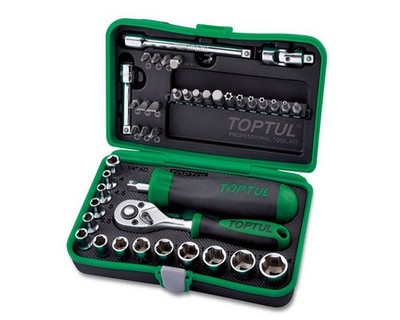 Steckschlüsselsatz TOPTUL 1/4 41teilig, 4-14mm + Bits passt für Roller Universal