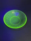 Vintage Uranium Hazel  Atlas Vaseline Block Depression Glass Bowl GLOWS 5.25"