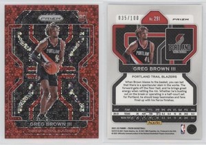 2021-22 Panini Prizm Fast Break Red Prizm /100 Greg Brown III #291 Rookie RC
