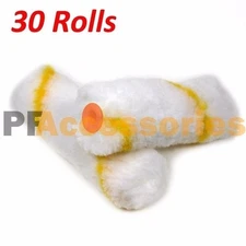 30 Rolls 4" inch Mini Paint Roller Covers Refill Gold Stripe Soft Woven 1/2" Nap