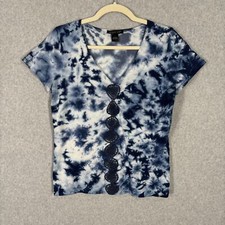 August Silk Shirt Womens Large Tie Dye Croche...