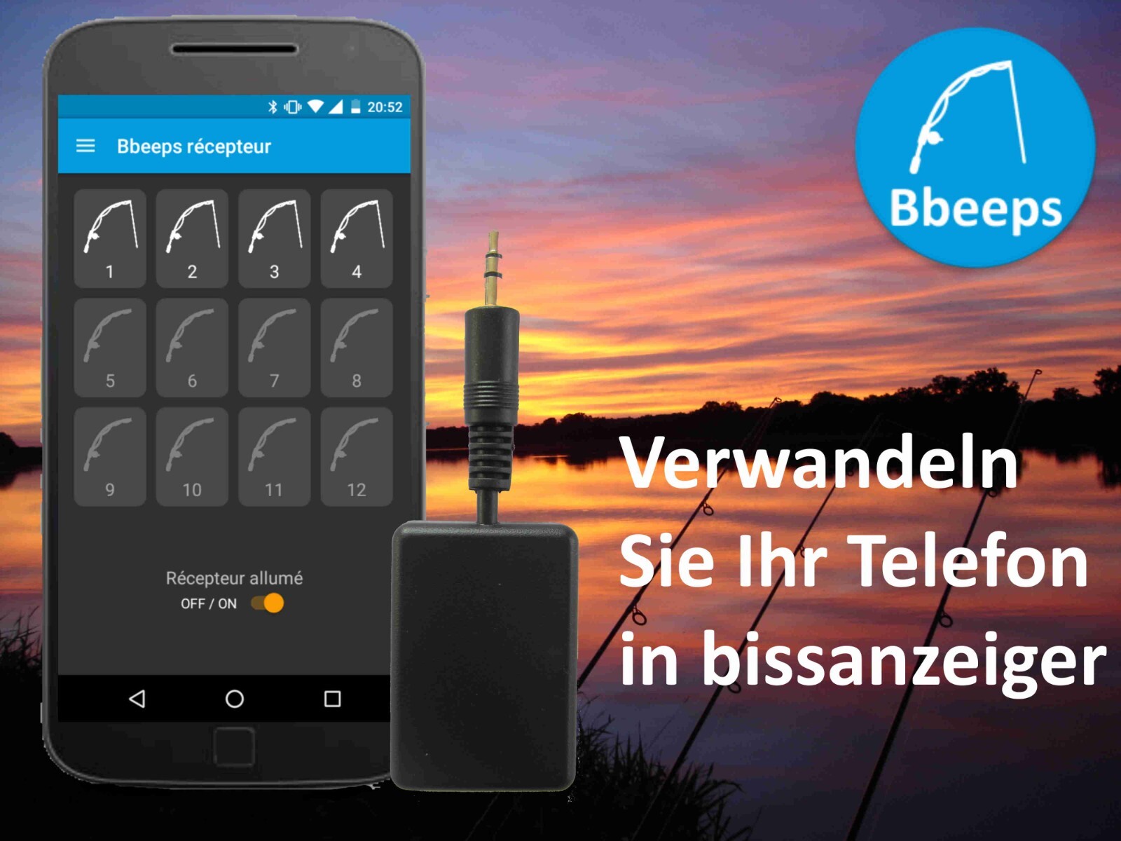 Pêche à la carpe indicateur de morsure connecté Bbeeps avec alerte vibration et bip sonore