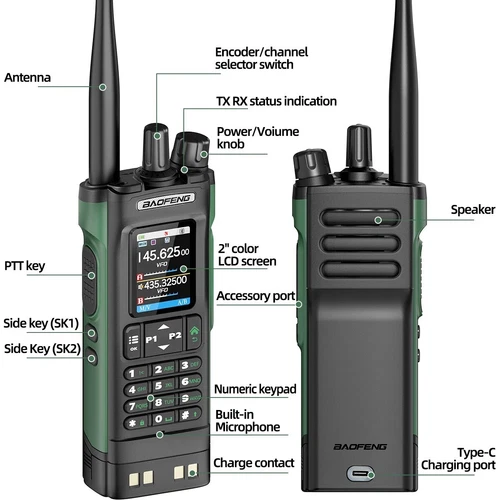 BAOFENG UV-32 Walkie Talkie GPS 10W Wielopasmowa szynka bezprzewodowa 2-drożne radio AM / FM - Zdjęcie 15 z 17
