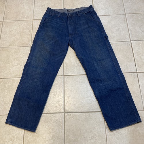 Polo Ralph Lauren Jeans Utility Carpenter Denim Blue 38x32 Wide Leg 90s ...