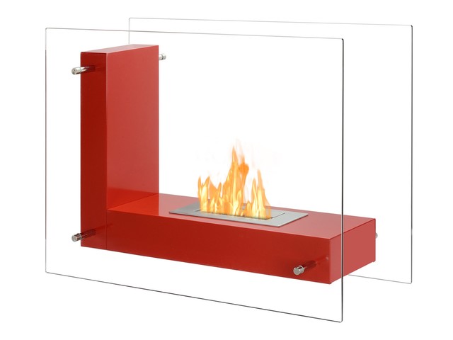 Ignis Vitrum H Red Freestanding Ventless Ethanol Fireplace For