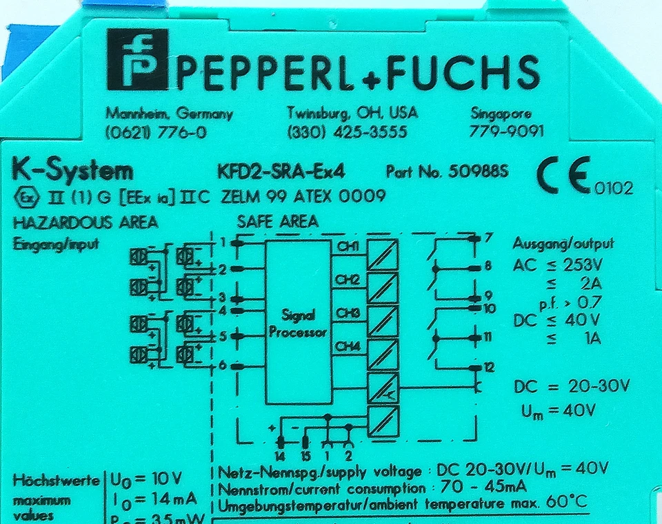 Pepperl KFD2-SRA-EX4 50988S 20-30 V DC Switch Amplifier for Safety Barrier - Image 2 of 4
