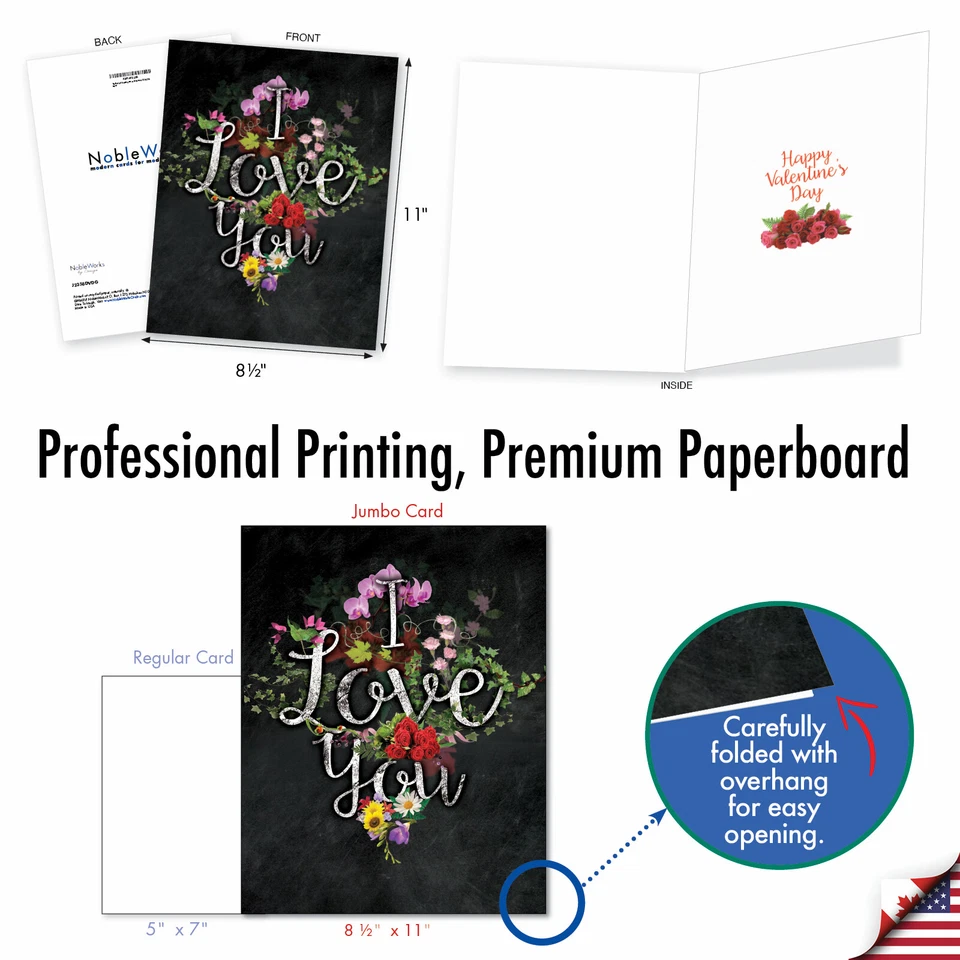 1 Tarjeta de Felicitación Jumbo Día de San Valentín - Tiza y Rosas San Valentín J2358DVDG Foto 2 de 4