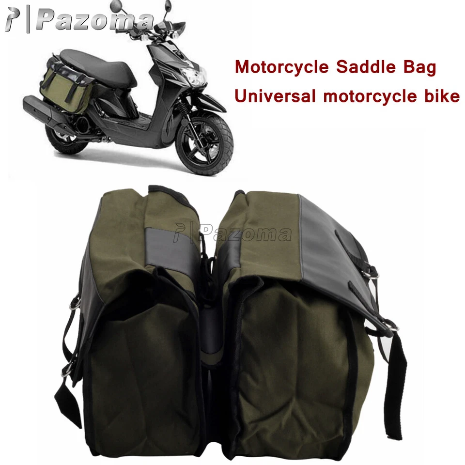 Motorcycle Saddle Bag Large Capacity Canvas Panniers Bag For Yamaha Suzuki Honda - Image 2 of 4