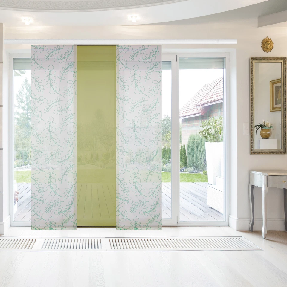 Flächenvorhang 3er Pack 60x260cm mit Druck inkl. Zubehör Schiebevorhang Gardine - Bild 3 von 4