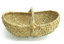 VTG ANTIQUE WOVEN BASKET BUTTOCK MARKET GATHERING OLD