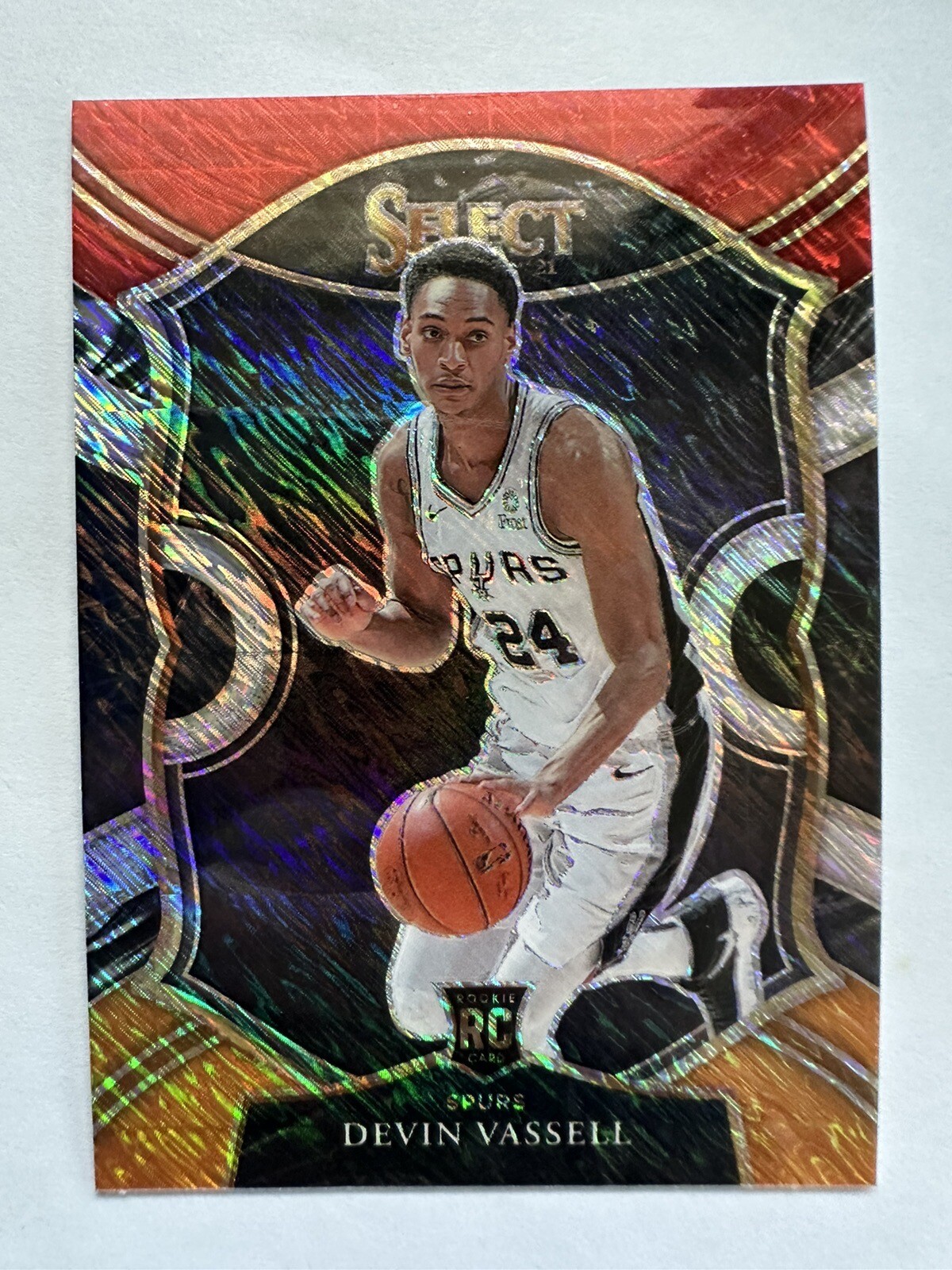 2020-21 Select Devin Vassell Concourse Red White Orange Shimmer Prizm Rookie #71