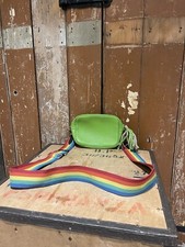Borsa a mano in pelle pelle verde borsa chiusura zip arcobaleno tracolla regolabile