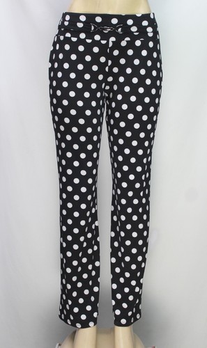 Robert Louis Women's Pull On Pants Wide Leg Stretch Polka Dot Black Size S - Picture 2 of 8