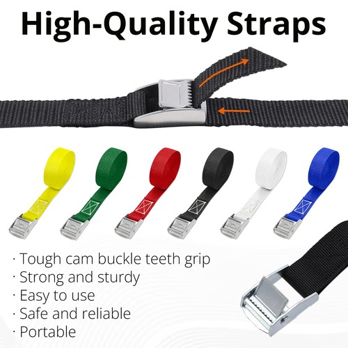 Cam Buckle Straps 25mm Webbing Belt 1M & 5M Securing Luggage Trailer - Picture 2 of 12