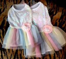 Pet Dress White and Pastel White Sequins Dog or Cat New w/ Tag! SUMMER SALE!