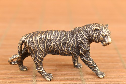 rare chinois ancien art bronze statue tigre figurine à collectionner bon stand - Photo 1/8