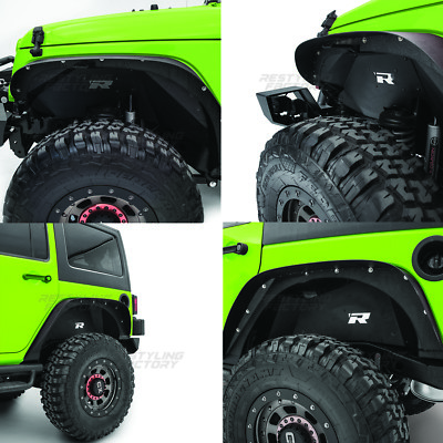Restyling Factory Black Front+Rear Inner Fender Liner for 07-18 Jeep Wrangler JK