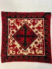 Antique Vintage Uzbek Embroidery Suzani & Patchwork Wall Hanging 39x38 inches