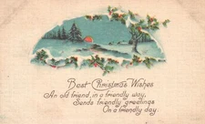Best Christmas Wishes An Old Friend Sends Friendly Greetings Vintage Postcard