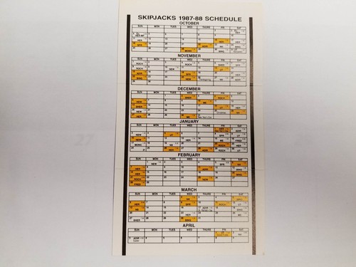 Baltimore Skipjacks 1987/88 AHL Minor Hockey Pocket Schedule - WITH (RK) - Picture 2 of 2