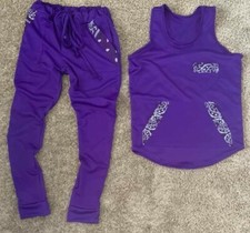 JD Fashion Men Custom Purple Bandanna Trim Muscle Tank Jogger Pants Set Size L