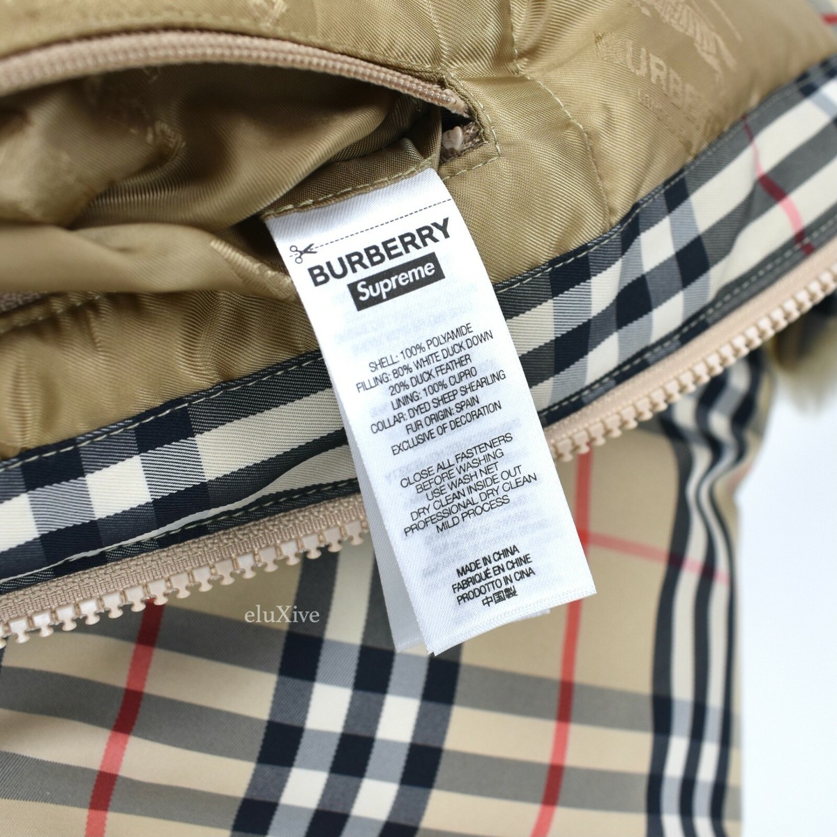 NWT Supreme x Burberry Nova Check Fur Collar Puffer Jacket NWT Supreme x Burberry Nova Check Fur Collar Puffer Jacket