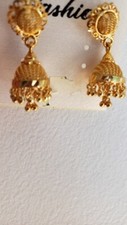 Earrings Jhumka Jhumki Gold Plated Bollywood Wedding Party Wear 1"x.5"