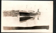 PACIFIC OCEAN STEAMER ~ LOS ANGELES ~ SHIP VIEW ~ TROPICAL BACKDROP  c 1920 RPPC