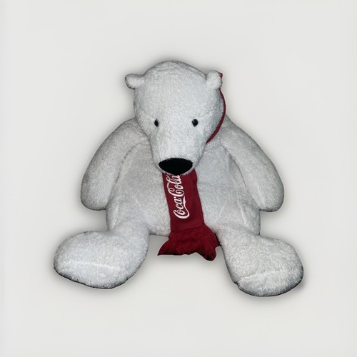 Huge Giant Coca Cola Plush Polar Bear Scarf est.26"w x 12"d x24"h Stuffed Animal