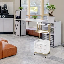 BarberPub Salon Trolley with Wheels Rolling with Metal Frame Tool Holders 2044