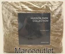 Hudson Park Collection Textured Inlay KING Duvet Cover Truffle Brown