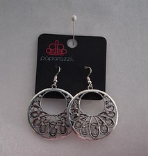 Paparazzi Silver Tone Filigree Round Hoop Dan...
