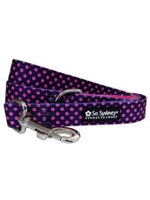 Navy  Hot Pink Polka Dots 5' Nylon Dog Leash