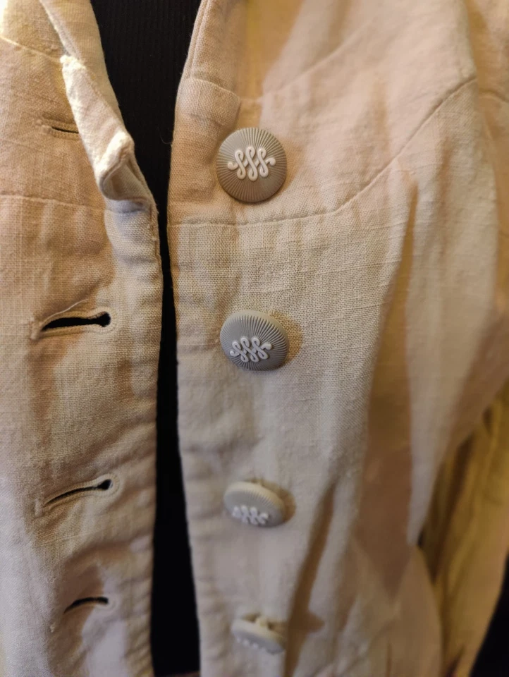 Blazer de lino estilo militar vintage de los años 40 para mujer talla XS/S hecho a mano Foto 3 de 4