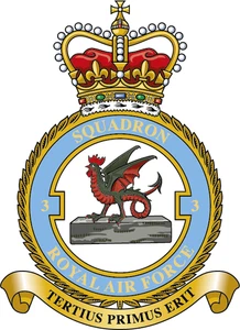 No. 3 Squadron RAF badge patch Self Adhesive Vinyl Sticker