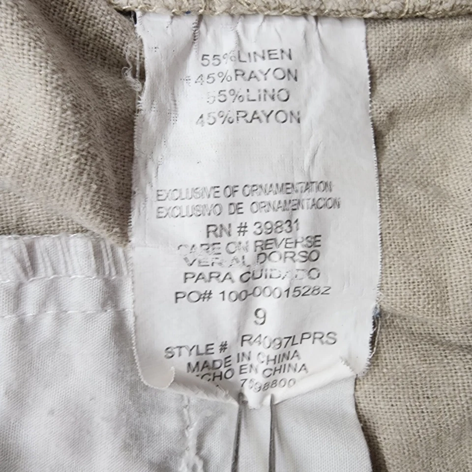 Rewind Shorts Womens 9 Juniors Tan Khaki Linen Rayon Drawstring Pull On Shortie - Image 4 of 4