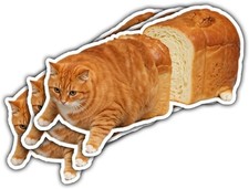 3Pcs Cat Bread Loaf Funny Sticker, Cute Bread Cat Bumper Sticker Decal, Cute Cat