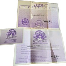1989 Cabbage Patch Designer Line Birth Cert &...