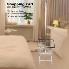 Rolling Laundry Butler Laundry Cart with 4 Wheels  Hanging Rack Household 50kg