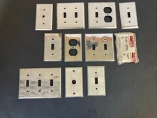 Silver Metal Wall Covers Light Switch Outlet Cover Hardware Lot of 11 Various