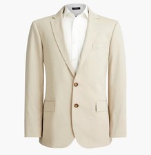 NEW J. CREW 259 SANDY DUNE THOMPSON SUIT JACKET IN FLEX CHINO SZ 38R