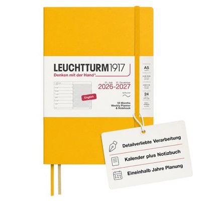 LEUCHTTURM1917 - Weekly Planner and Notebook Softcover Medium A5, 18-month, J...