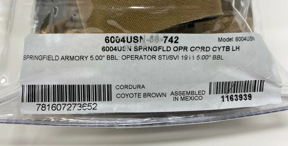 Safariland 6004USN SLS LH Leg Holster 1911 5" w/ Rail, CORDURA Brown - LEFT HAND - Image 2 of 4