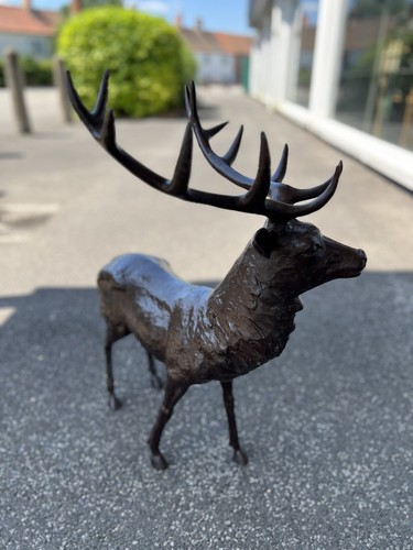 Bronze Stag Sculpture Real Bronze Stag Large Red Deer Figure Impressive statue - Picture 9 of 19